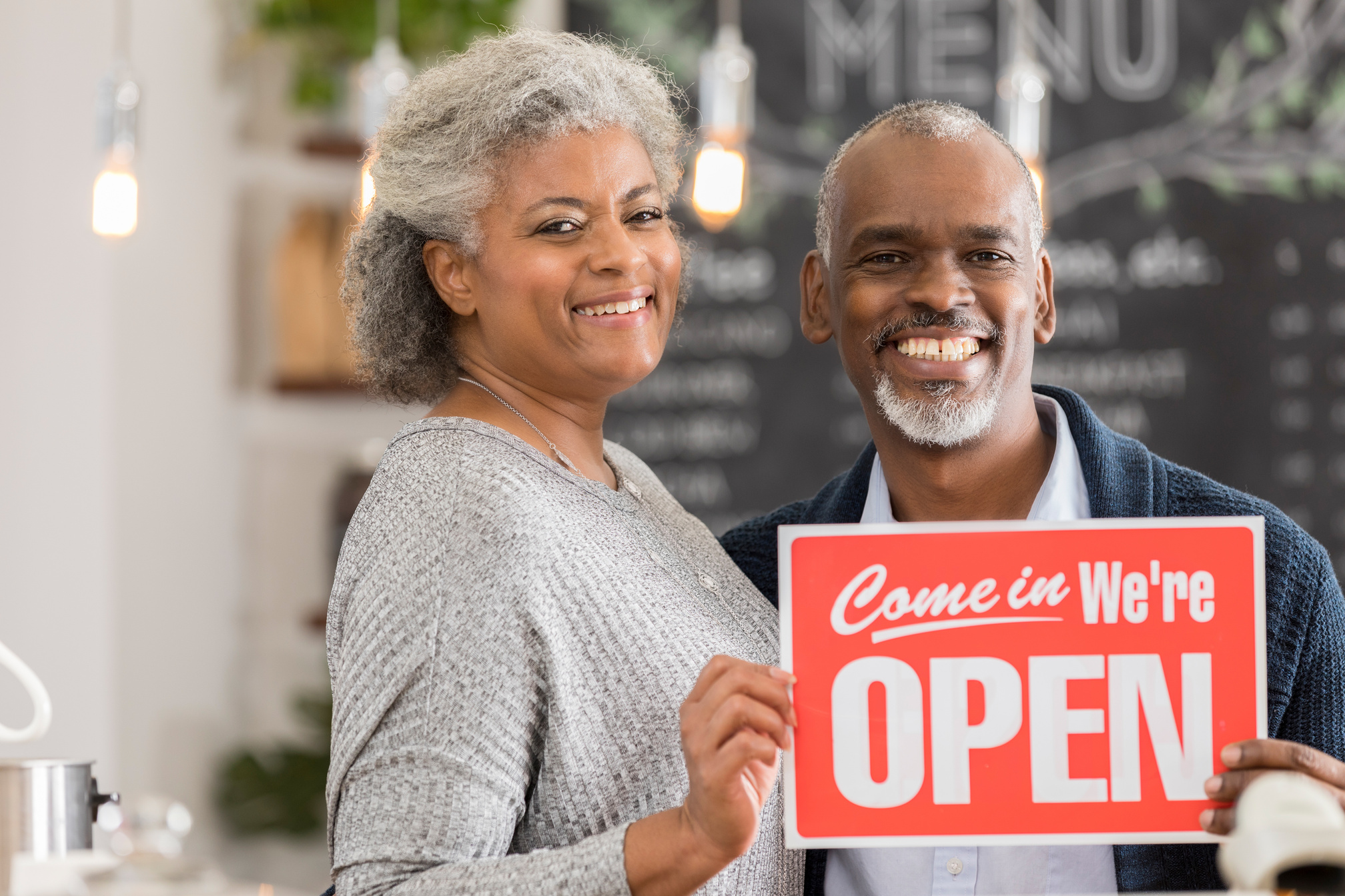 Confident African American small business owners